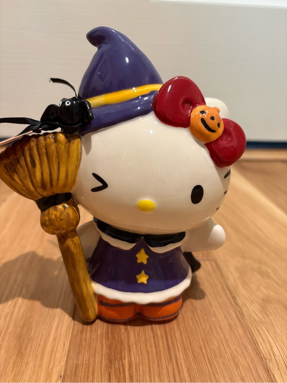 Hello Kitty Witch Broomstick Bat Ceramic Blue Sky Sanrio Halloween Figurine